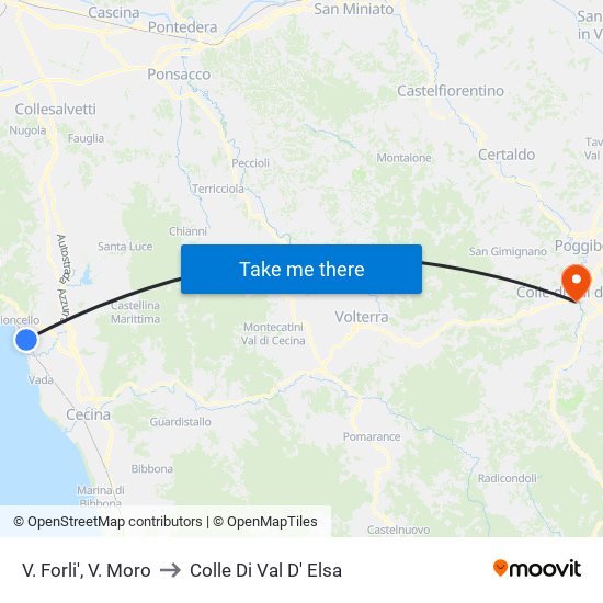 V. Forli',  V. Moro to Colle Di Val D' Elsa map
