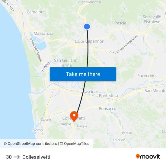 30 to Collesalvetti map