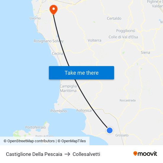 Castiglione Della Pescaia to Collesalvetti map