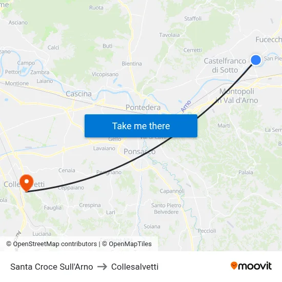 Santa Croce Sull'Arno to Collesalvetti map