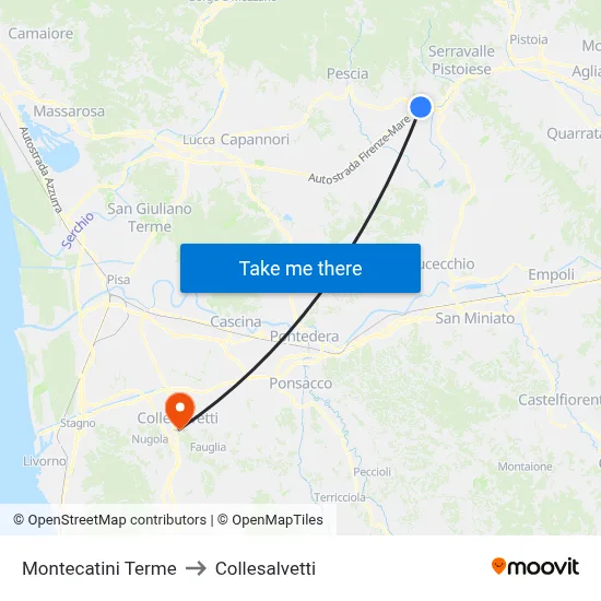 Montecatini Terme to Collesalvetti map