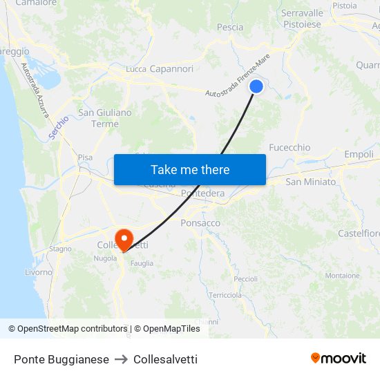 Ponte Buggianese to Collesalvetti map