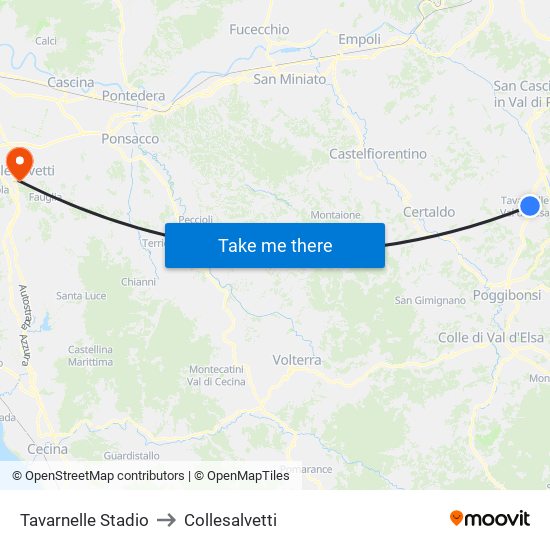 Tavarnelle Stadio to Collesalvetti map