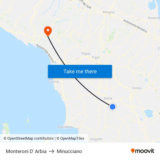Monteroni D' Arbia to Minucciano map