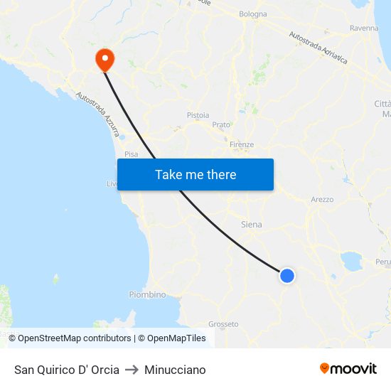 San Quirico D' Orcia to Minucciano map