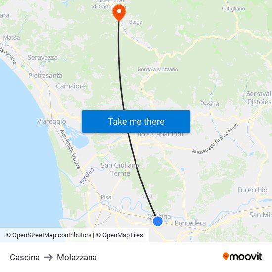 Cascina to Molazzana map