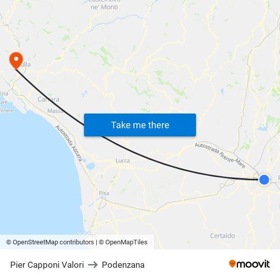 Pier Capponi Valori to Podenzana map
