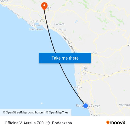 Officina V. Aurelia 700 to Podenzana map