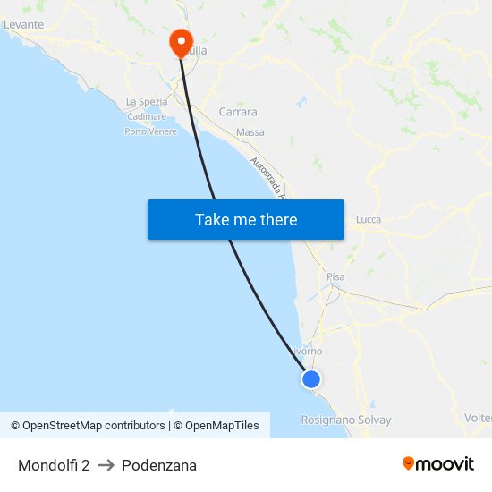 Mondolfi 2 to Podenzana map