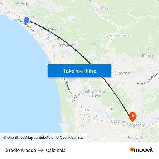 Stadio Massa to Calcinaia map