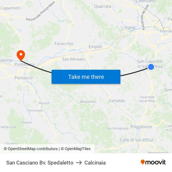 San Casciano Bv. Spedaletto to Calcinaia map