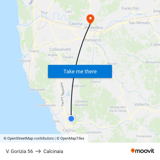 V. Gorizia 56 to Calcinaia map