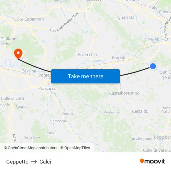 Geppetto to Calci map