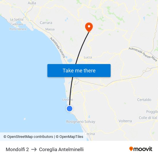 Mondolfi 2 to Coreglia Antelminelli map