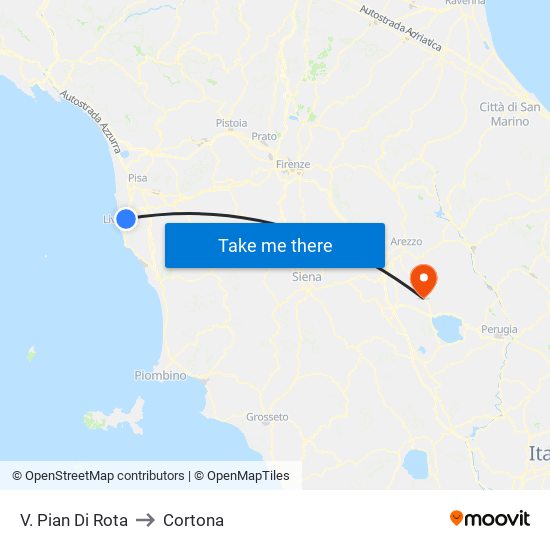 V. Pian Di Rota to Cortona map