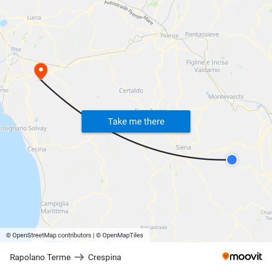 Rapolano Terme to Crespina map