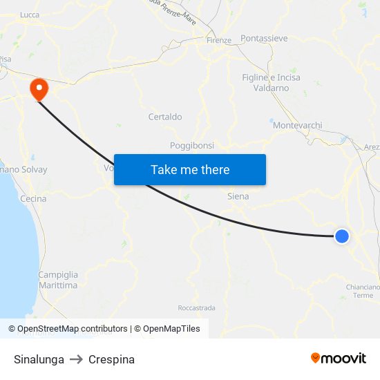 Sinalunga to Crespina map