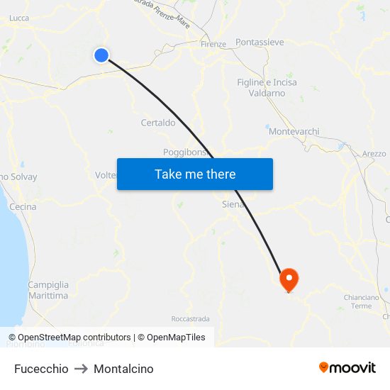 Fucecchio to Montalcino map