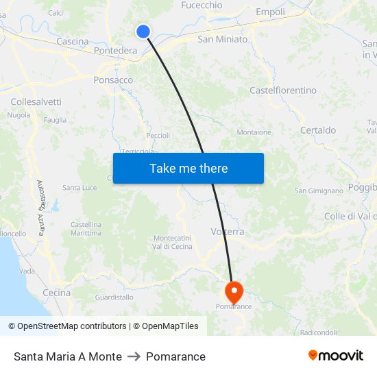 Santa Maria A Monte to Pomarance map