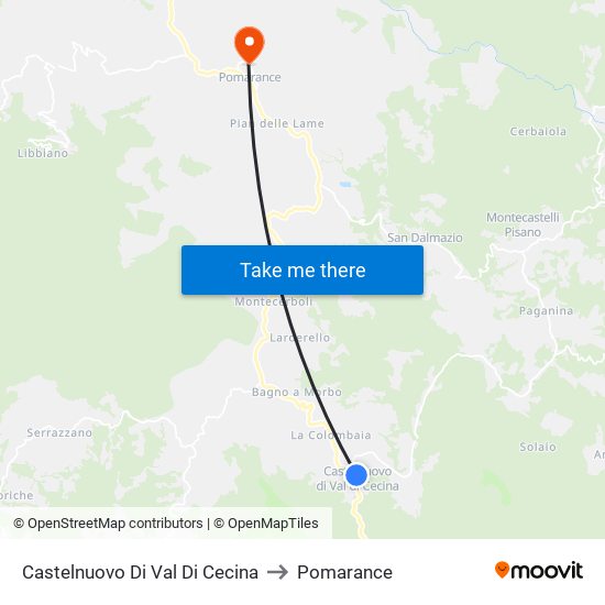 Castelnuovo Di Val Di Cecina to Pomarance map