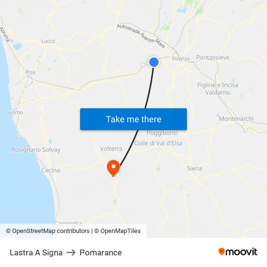Lastra A Signa to Pomarance map