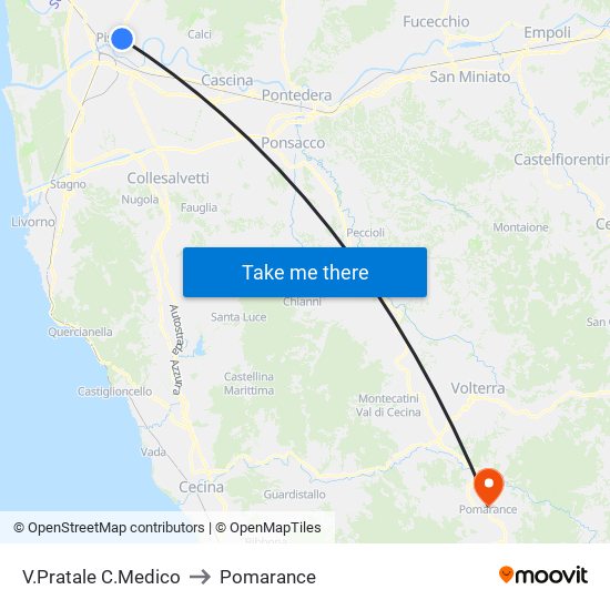 V.Pratale C.Medico to Pomarance map