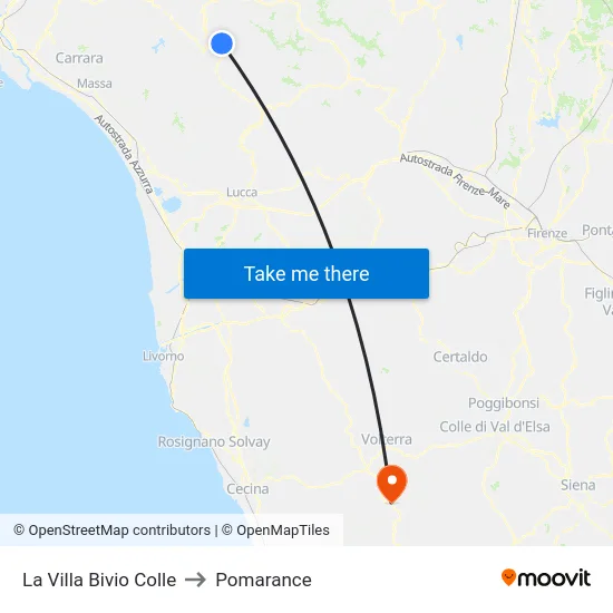La Villa Bivio Colle to Pomarance map