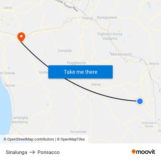 Sinalunga to Ponsacco map