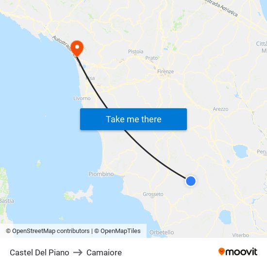 Castel Del Piano to Camaiore map