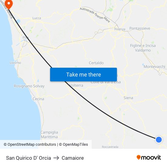 San Quirico D' Orcia to Camaiore map