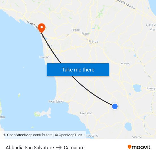 Abbadia San Salvatore to Camaiore map