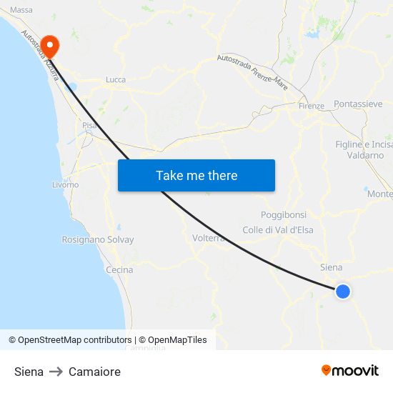 Siena to Camaiore map