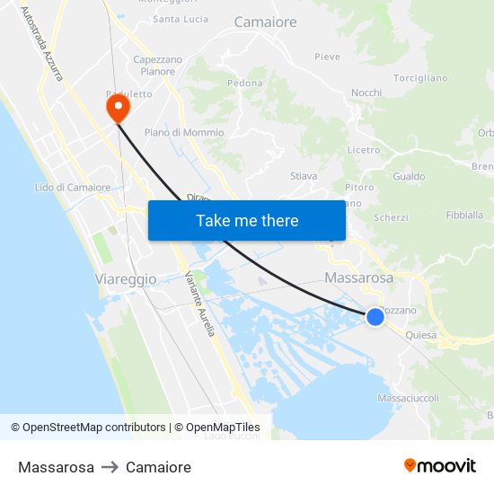 Massarosa to Camaiore map