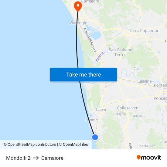 Mondolfi 2 to Camaiore map