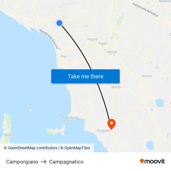 Camporgiano to Campagnatico map