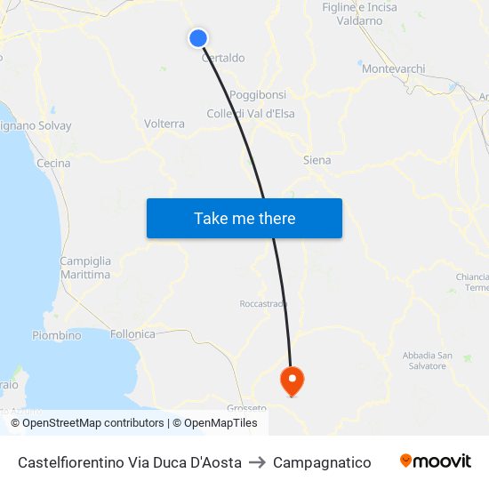 Castelfiorentino Via Duca D'Aosta to Campagnatico map