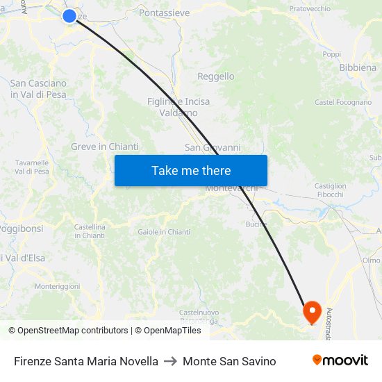 Firenze Santa Maria Novella to Monte San Savino map