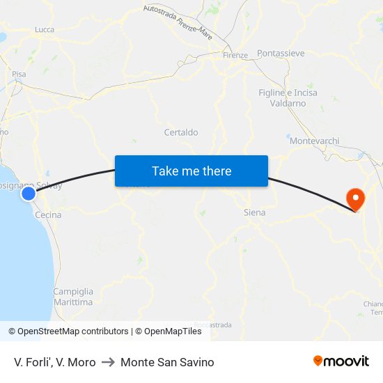 V. Forli',  V. Moro to Monte San Savino map