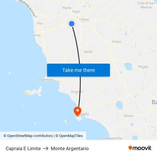 Capraia E Limite to Monte Argentario map