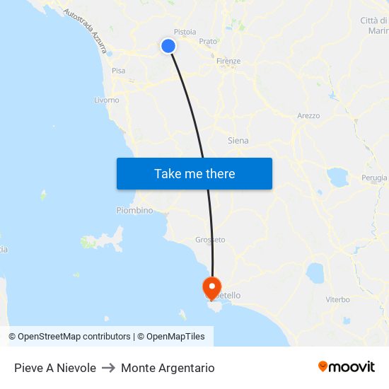 Pieve A Nievole to Monte Argentario map