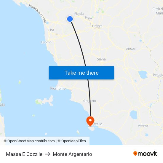 Massa E Cozzile to Monte Argentario map