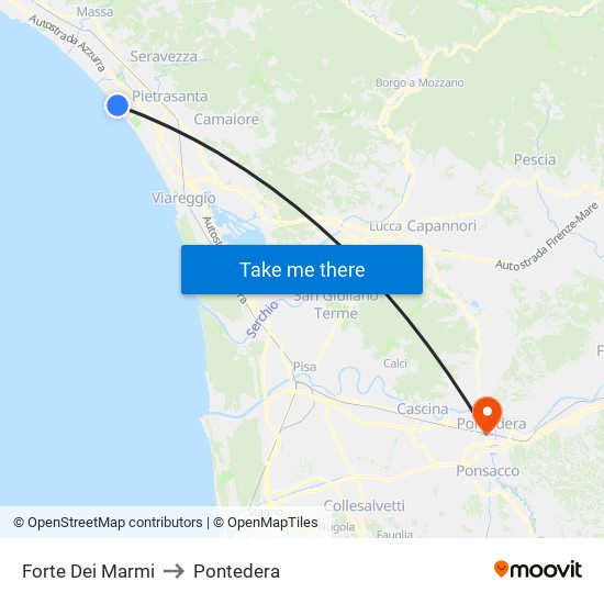 Forte Dei Marmi to Pontedera map