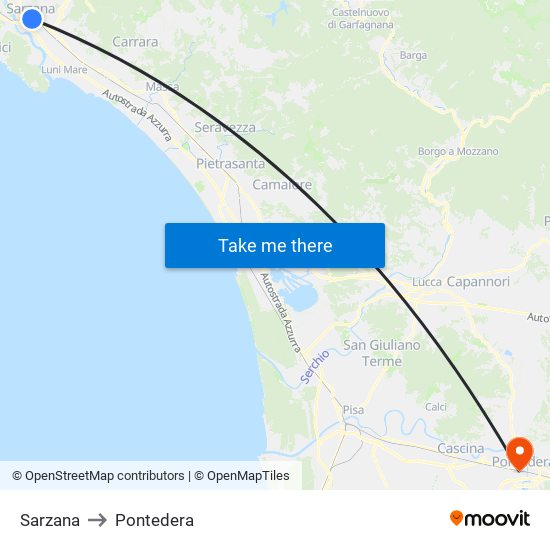 Sarzana to Pontedera map