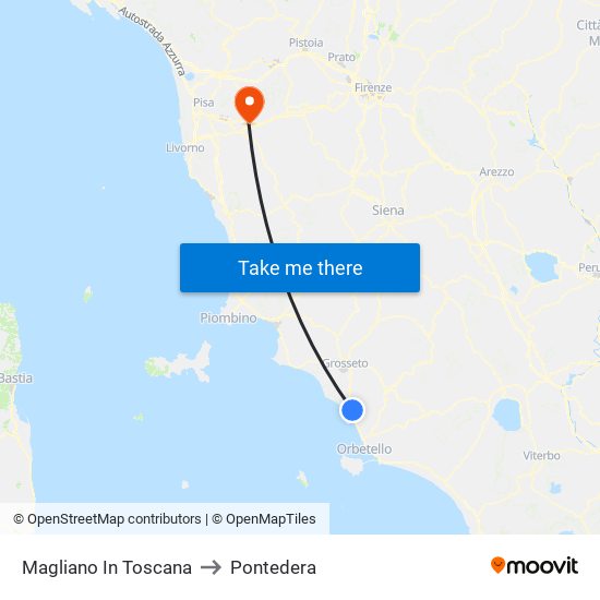 Magliano In Toscana to Pontedera map
