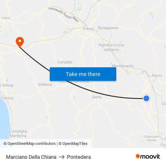 Marciano Della Chiana to Pontedera map