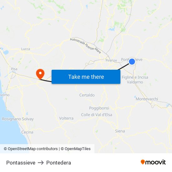 Pontassieve to Pontedera map