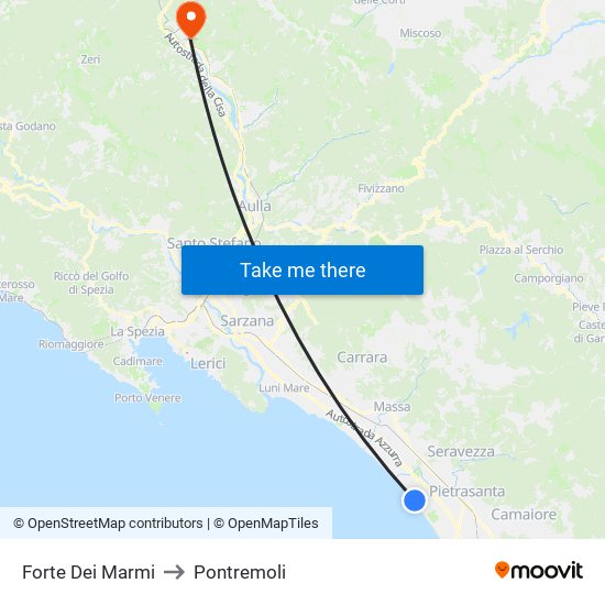 Forte Dei Marmi to Pontremoli map