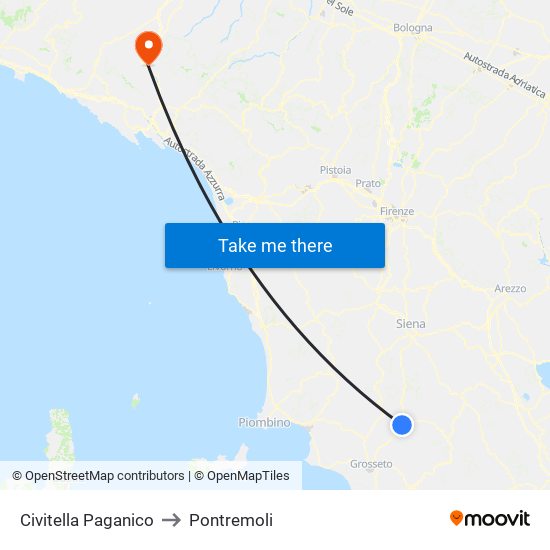 Civitella Paganico to Pontremoli map