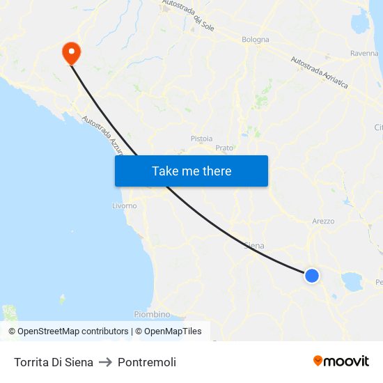 Torrita Di Siena to Pontremoli map