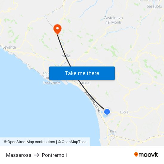 Massarosa to Pontremoli map